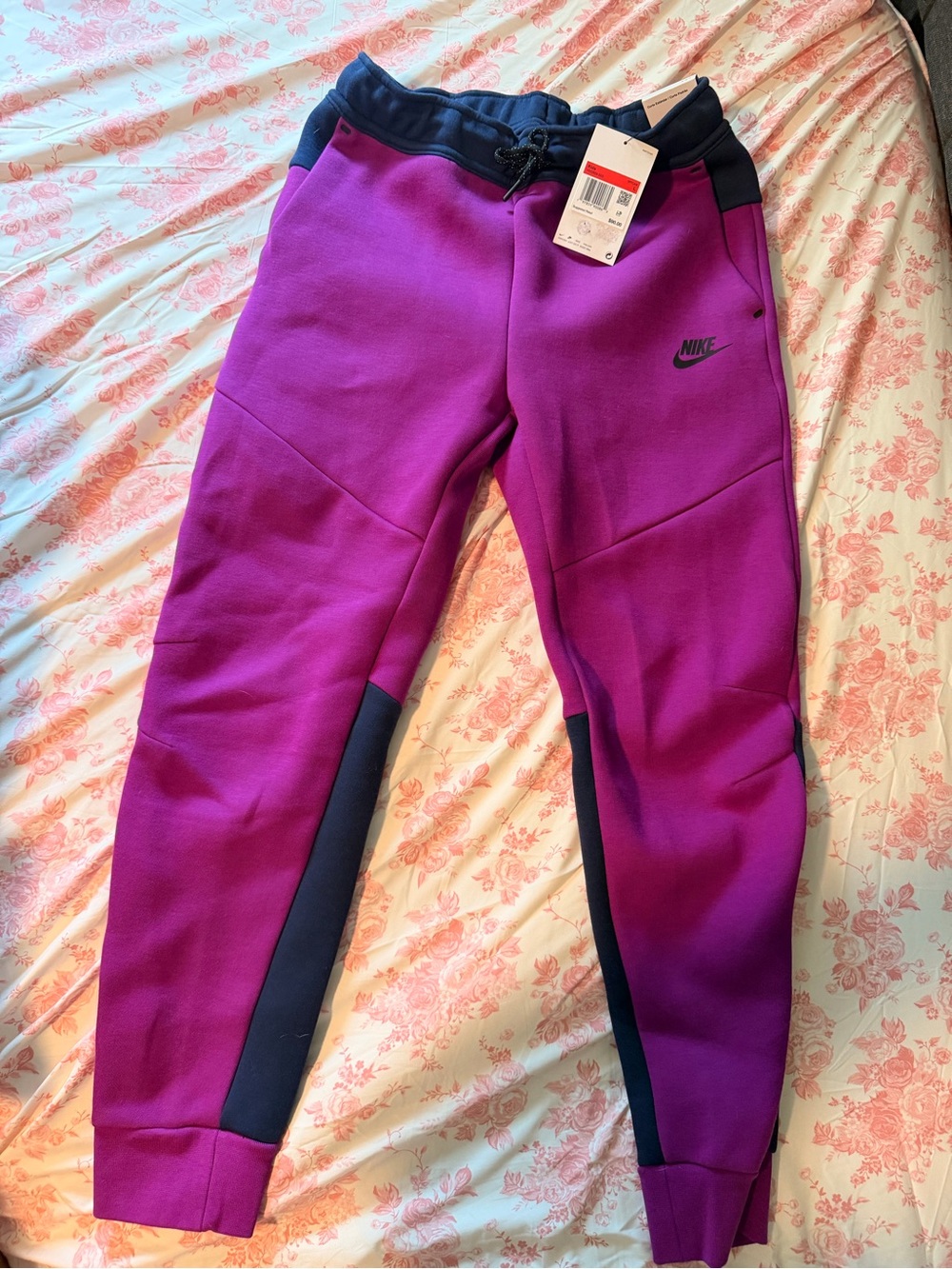 Nike Kids Purple and Navy Blue Nike Tech Jogger Sweatpants